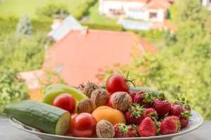 Summer bowl of friuts and vegetable
